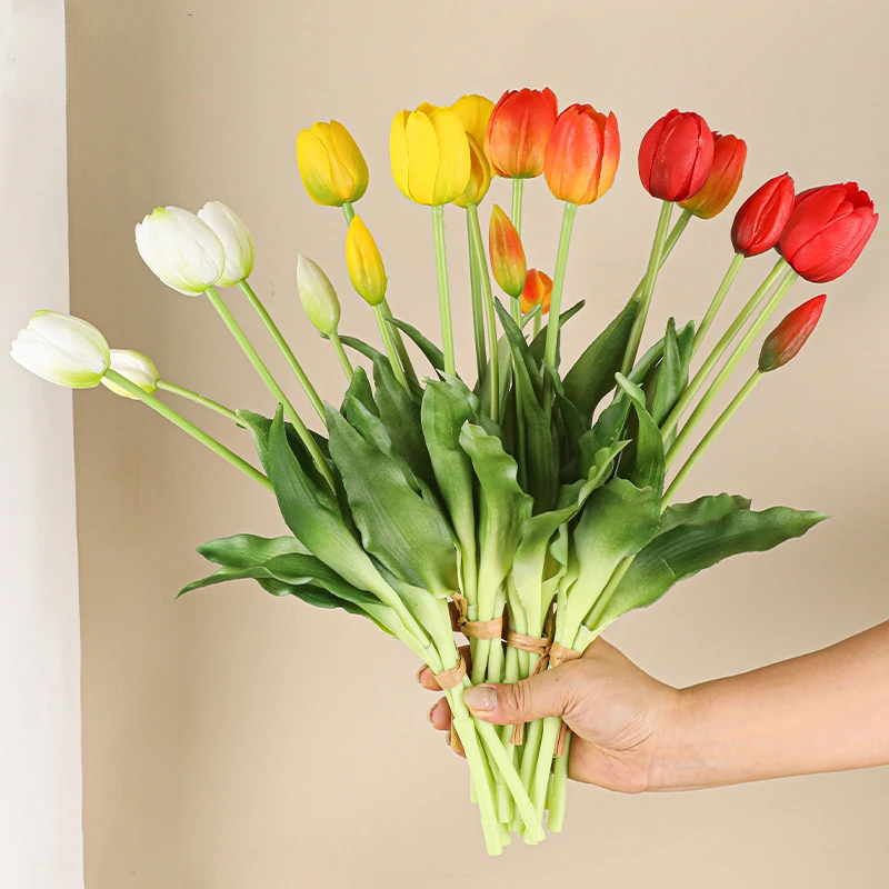 Home Decor Tulip - 5-köpfige künstliche Tulpen, Hochzeit, Heimdekoration, Simulationsblumen,