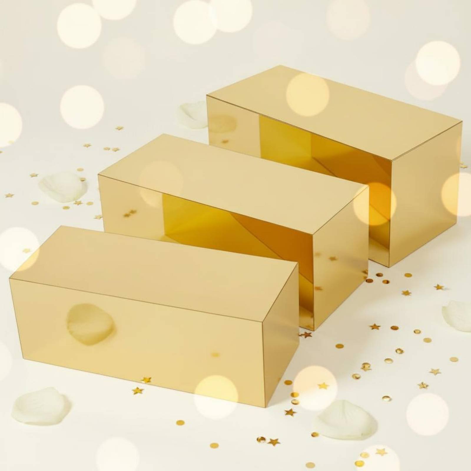 Home Decor Gold - 3-teiliges Gold-Acryl-Display-Ständer-Set, ineinandersteckbares Design, Buffet-Präsentationsständer, Buffet-Essensständer,