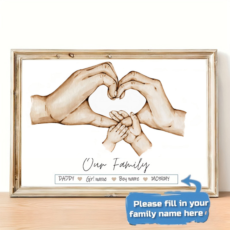Home Decor Wall Pictures - Personalisiertes individuelles Familienhandposter mit Namen, Leinwandgemälde,
