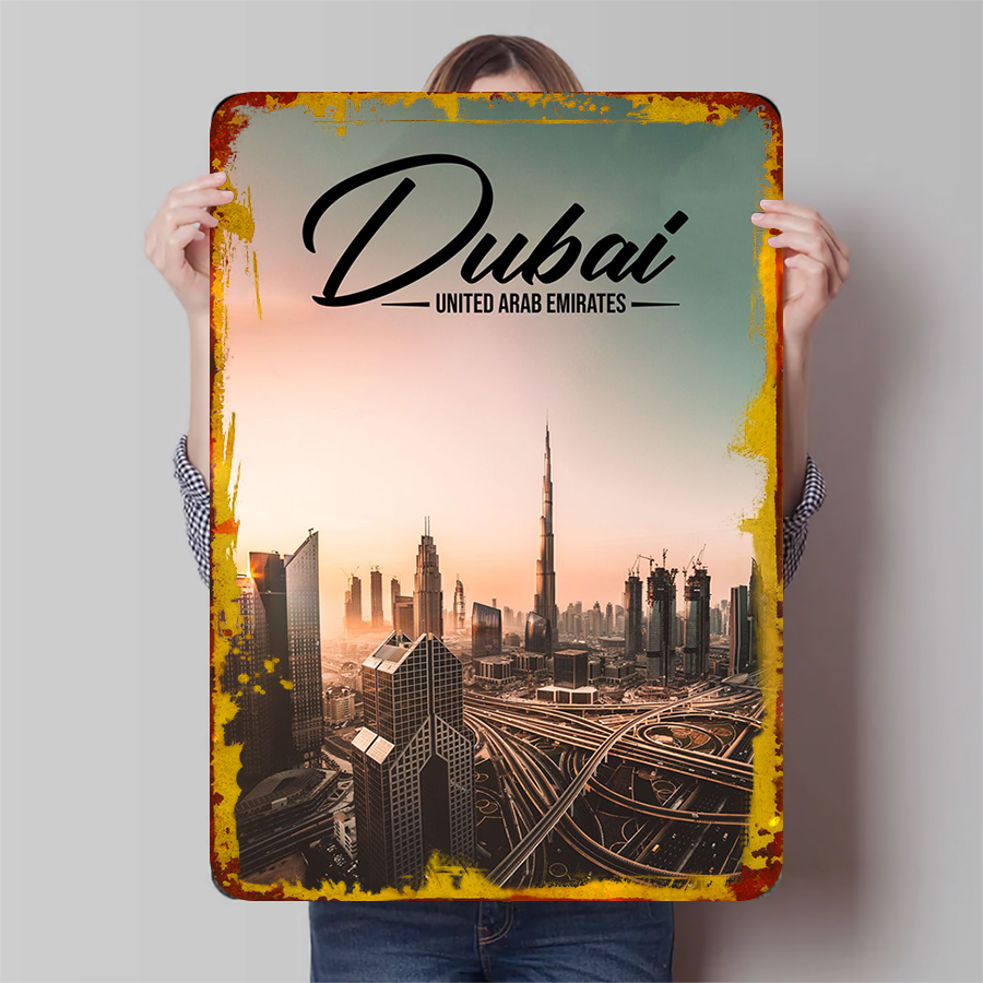 Home Decor Uae - Dubai Stadtbild Metall Wandkunst UAE Skyline