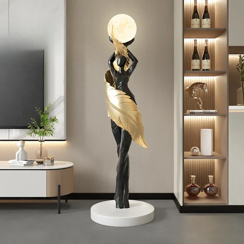 Abstract Sculpture Resin - Tragbare Moderne Abstrakte Feder-Mädchen-Kunstskulptur Wohnzimmer-Dekoration Ornament