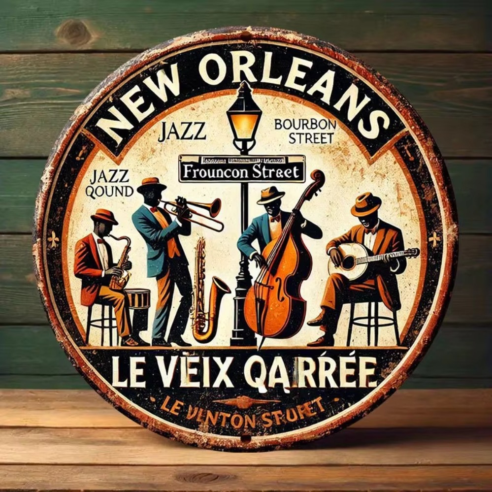 Home Decor New Orleans - 2D Flat „New Orleans Jazz Band“-Schild: