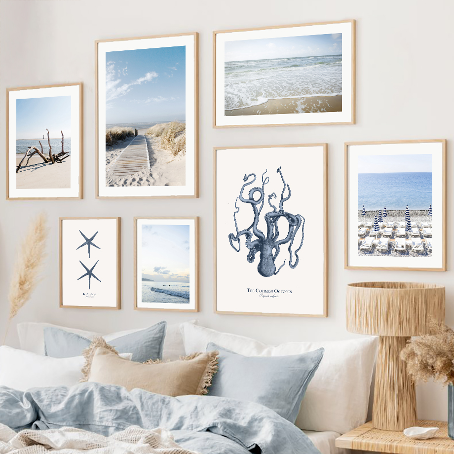 Sand Art Picture - Wandkunst Leinwandgemälde Meer Strand Sand Surfbrett