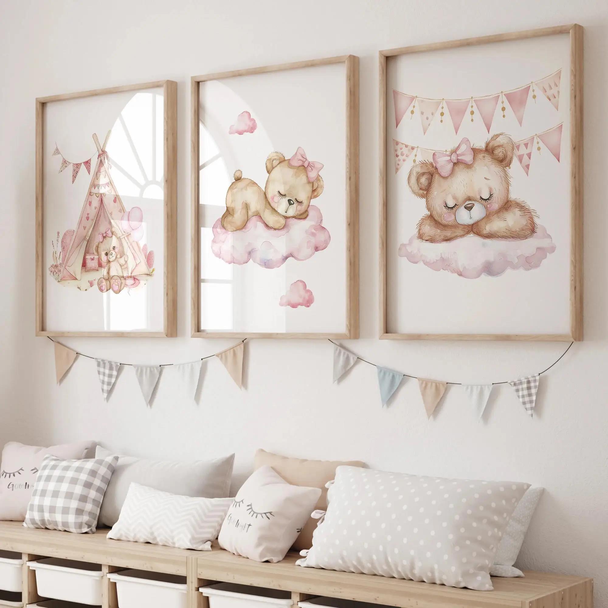 Home Decor On Wall - Rosa Traum Bär Karussell Zelt Schaukel
