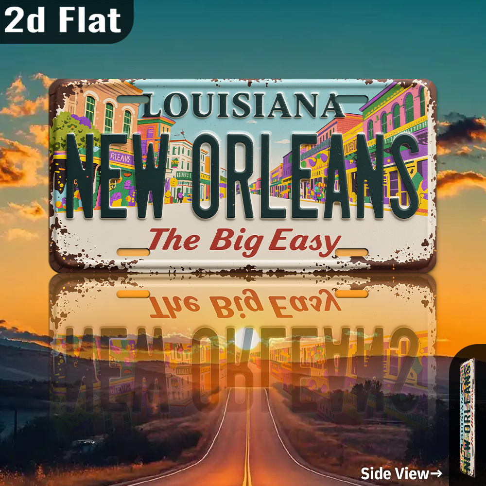 Home Decor New Orleans - Vintage New Orleans Louisiana Metall-Wandkunstschild, 30,5