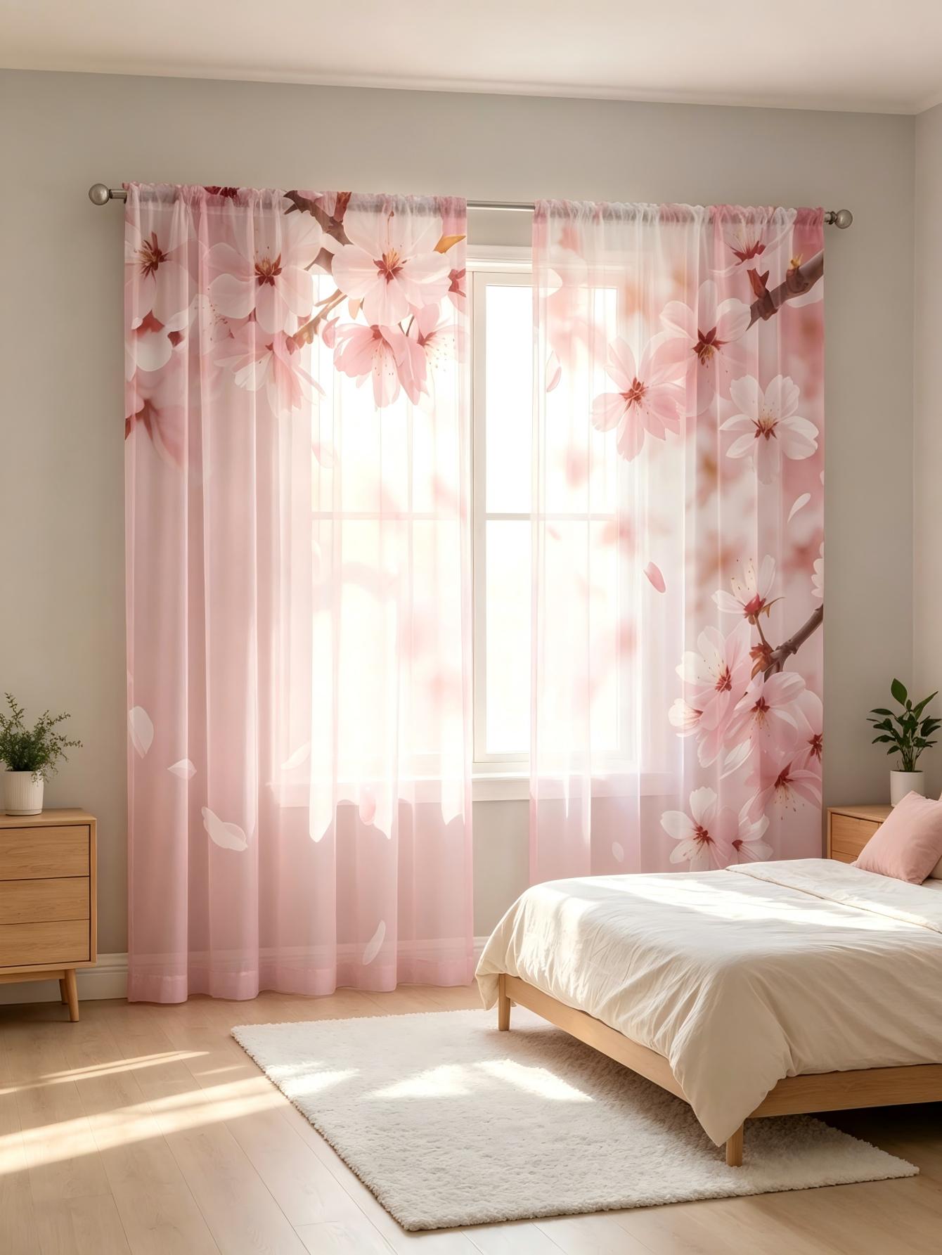 Home Decor Wall Panels - 2 Stück Digital Bedruckte Transparente Vorhänge,