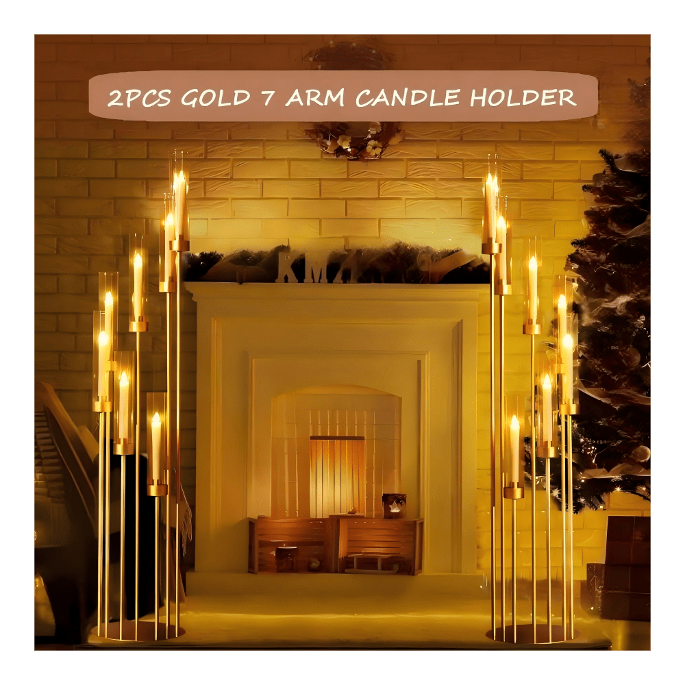 Home Decor Gold - 2 Stück 7-armige goldene Bodenleuchter als