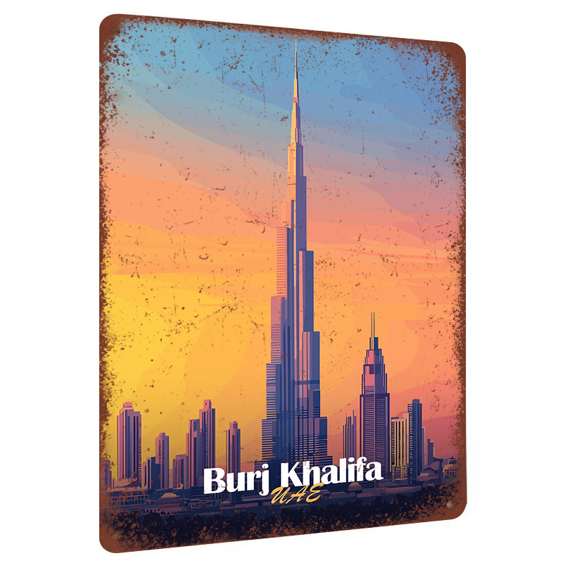 Home Decor Uae - Burj Khalifa Dubai VAE Skyline Metall-Wandkunst,
