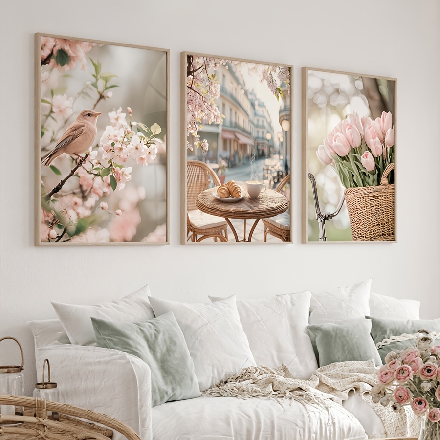 Home Decor Tulip - 3-teiliges Set Romantische Pariser Straße Leinwanddruck