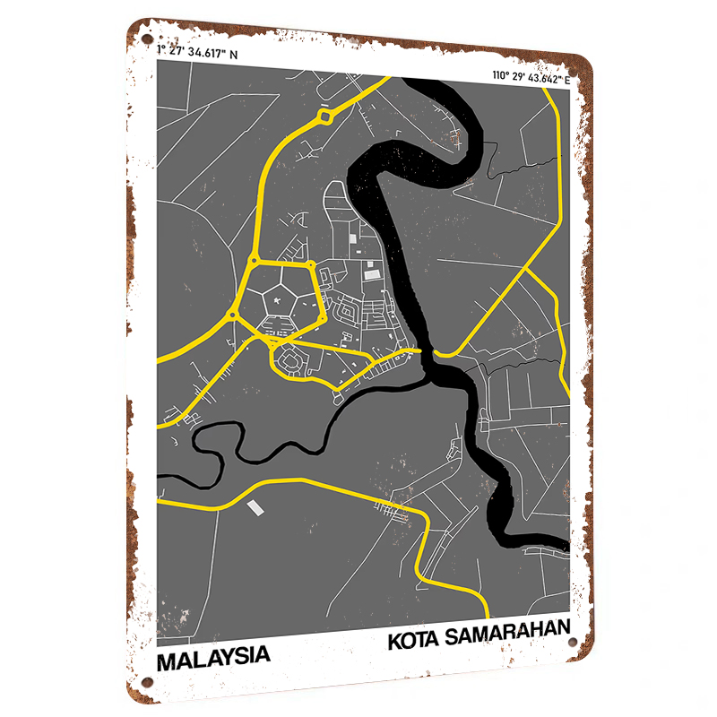 Home Decor Kota - Kota Samarahan Malaysia Stadtplan Kunst Metalldose