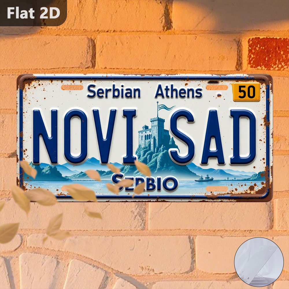 Home Decor Novi Sad - Vintage 2D-Blechschild „Novi Sad Cityscape“, 12
