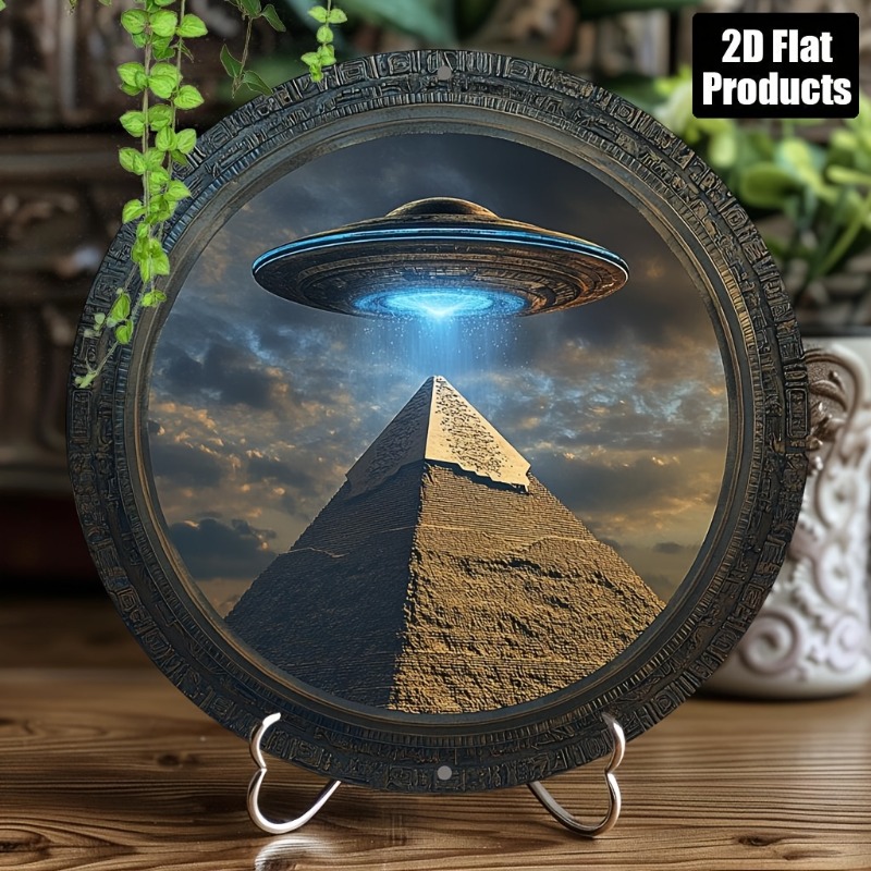 Home Decor Kolkata - Rundes dekoratives Schild mit Pyramiden-UFO-Thema aus