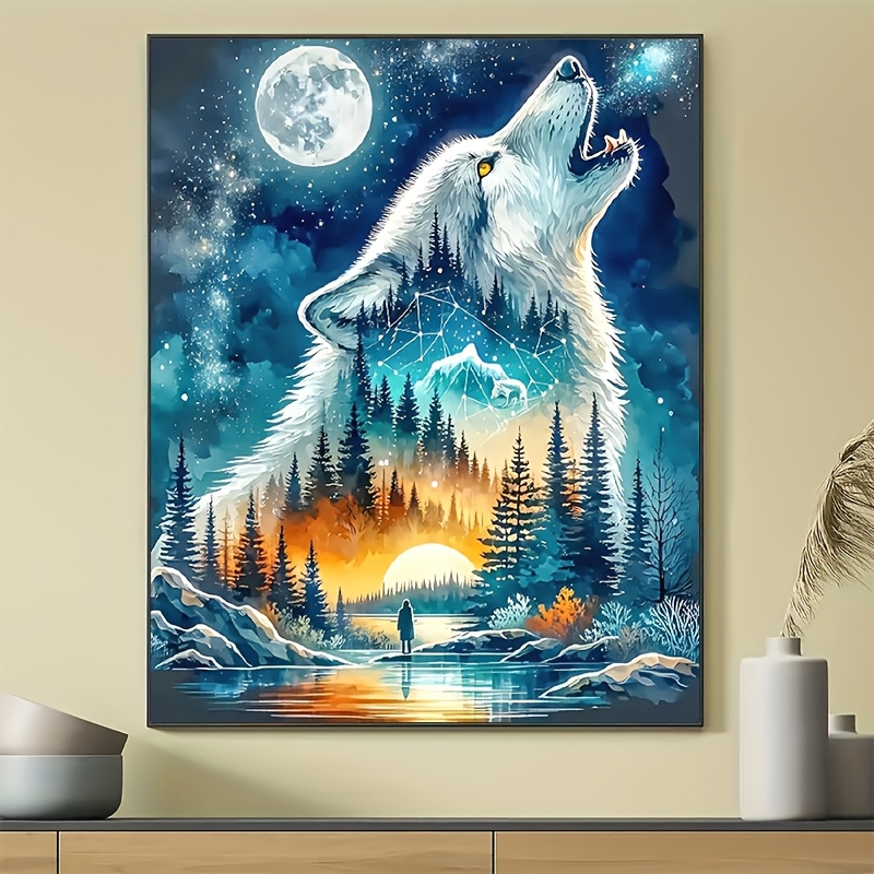 Home Decor Under 1000 - 500/1000/1200/2000 Teile Puzzles für Erwachsene, Nacht-Wolf-Wald-Szenerie
