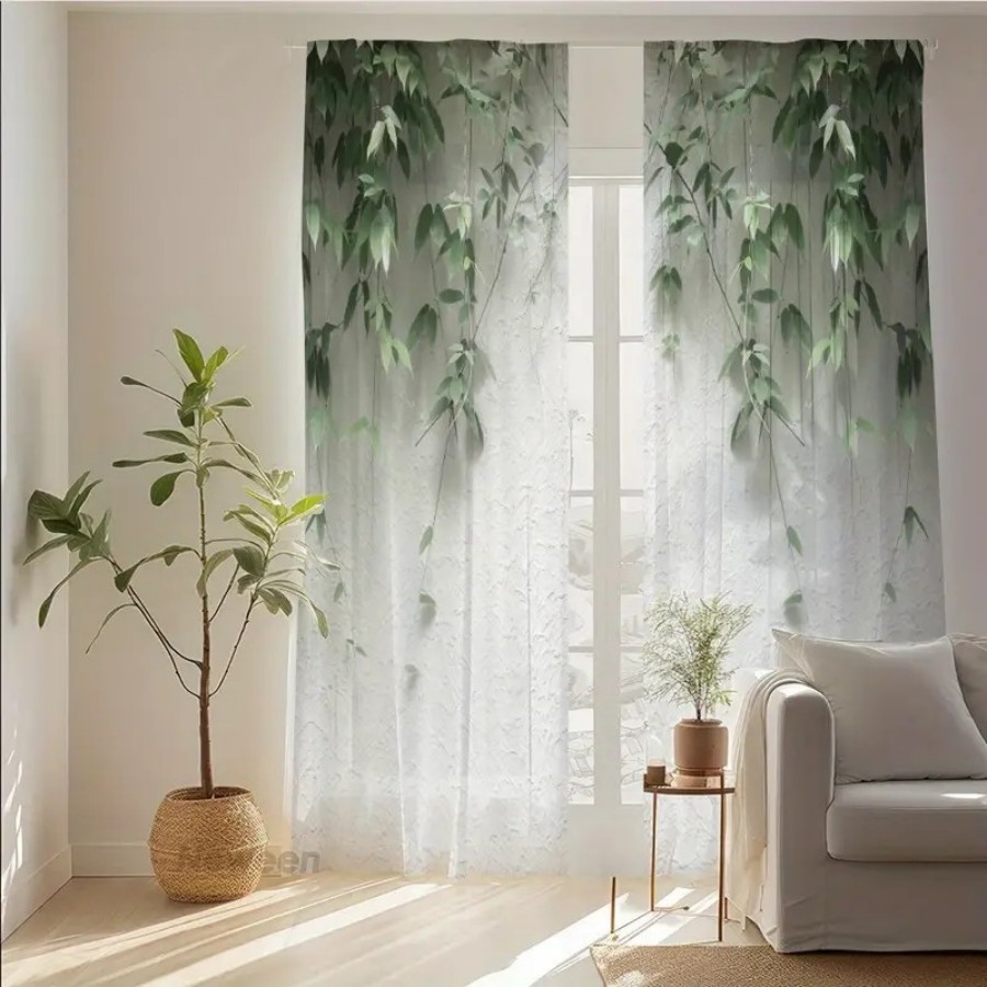 Home Decor Wall Panels - 2 Stück Digital Bedruckte Transparente Vorhänge,