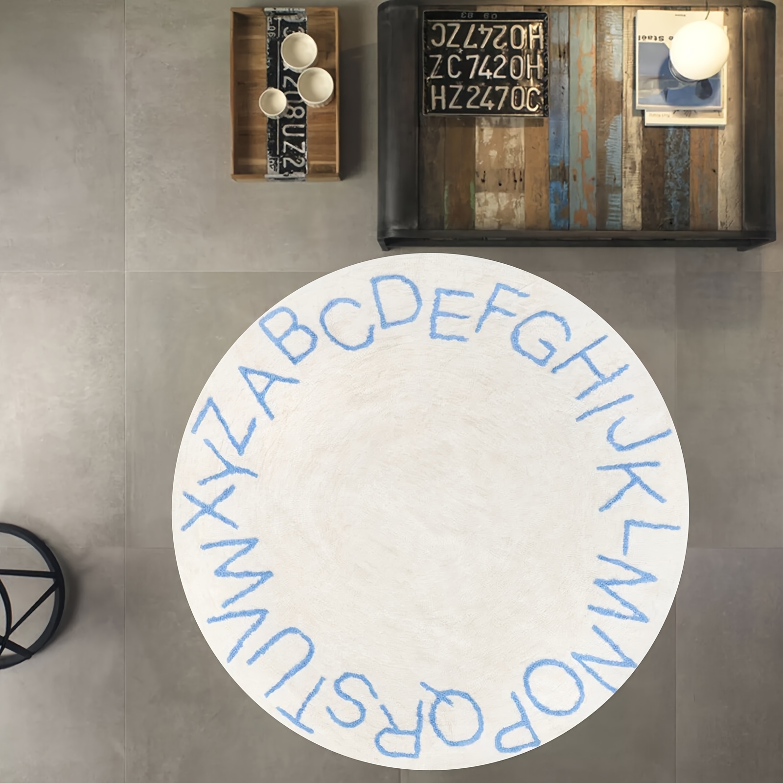 Home Decor Retail Stores - Vintage-Typografie-Grafik-Bodenteppich, strapazierfähiger Eingangsteppich für Cafés, Büros,