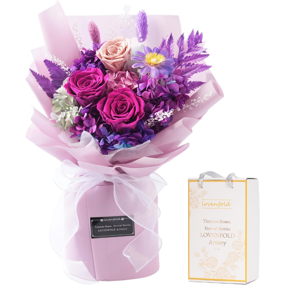 Home Decor Tulip - Konservierte Lila Rosensträuße: Haltbar für 1-3