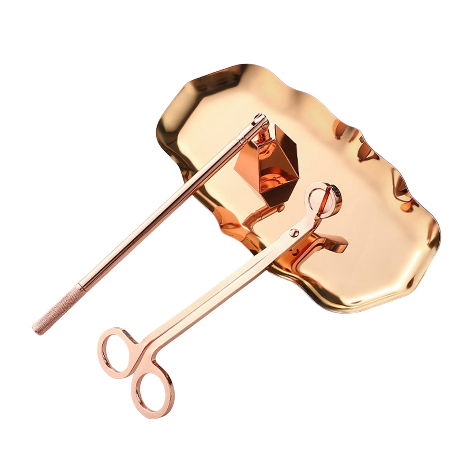 Home Decor Gold - 3-teiliges Kerzenzubehör-Set, Kerzenlöscher, Kerzendocht, Trimmer, Tablett