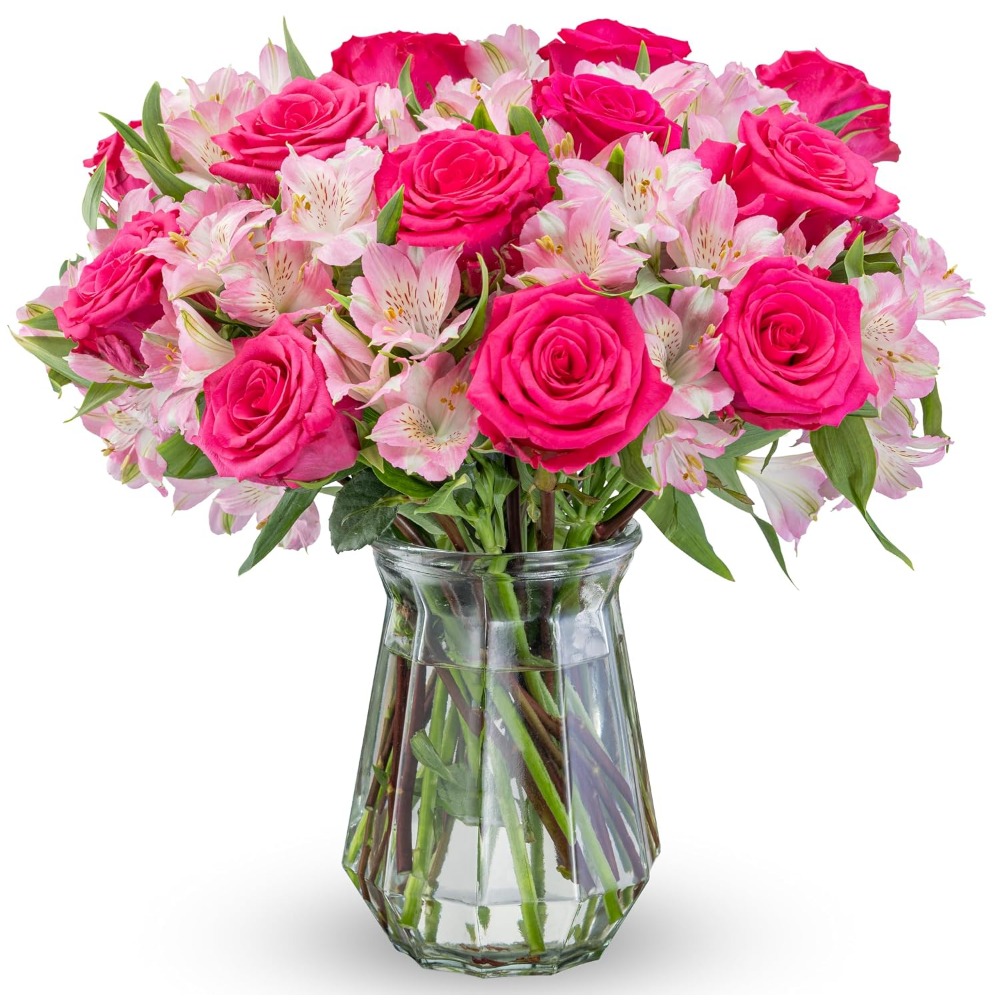 Home Decor Tulip - Elegantes Rosen- und Alstroemeria-Arrangement - Frischer