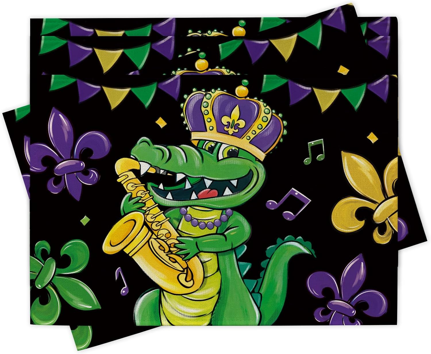 Home Decor New Orleans - Mardi Gras Alligator-Tischsets, 4er-Set, Fleur De