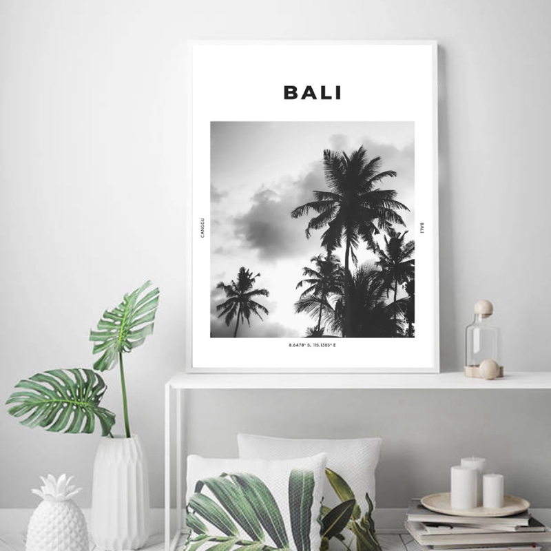 Bali Reise Druck Schwarz Weiß  – Home Decor Ubud Bewertung und Preis