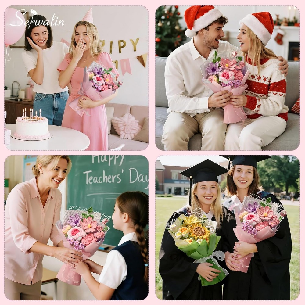 Gehäkelter Blumenstrauß, Handg – Home Decor Tulip Bewertung und Preis