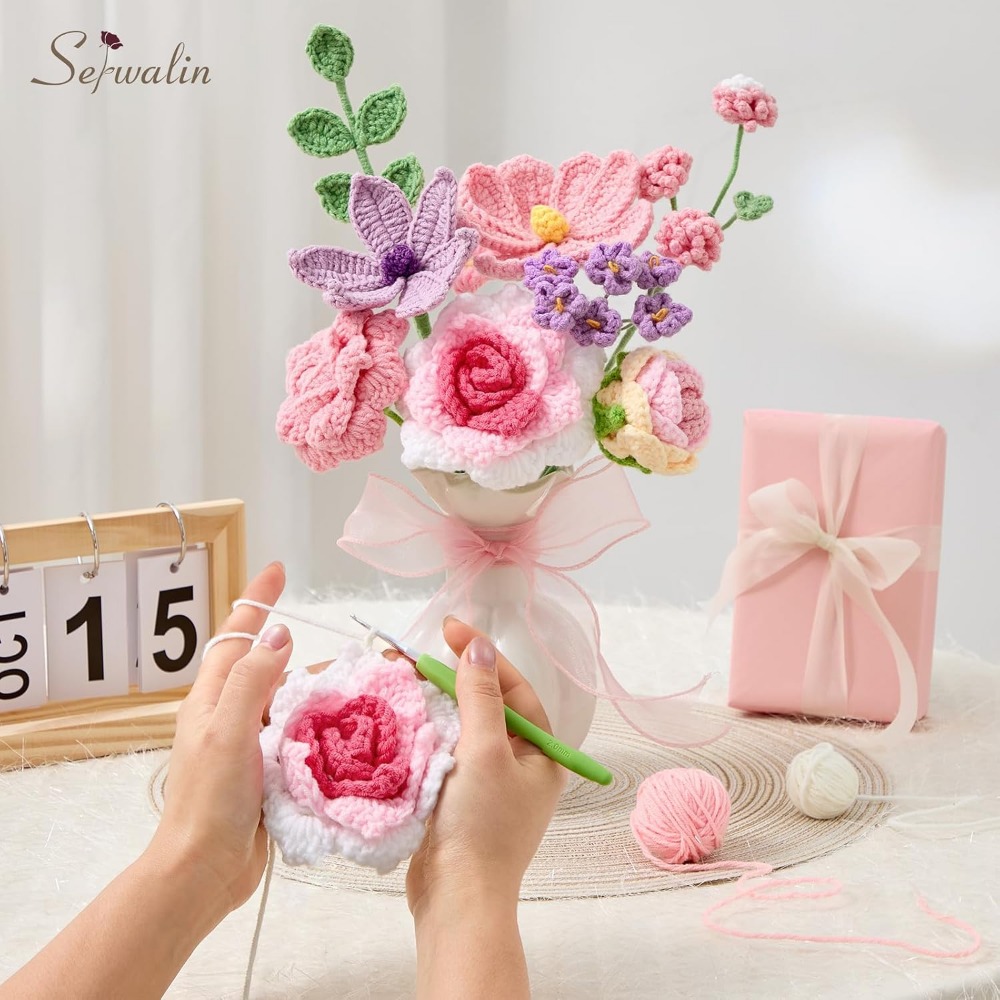 Gehäkelter Blumenstrauß, Handg – Home Decor Tulip Bewertung und Preis