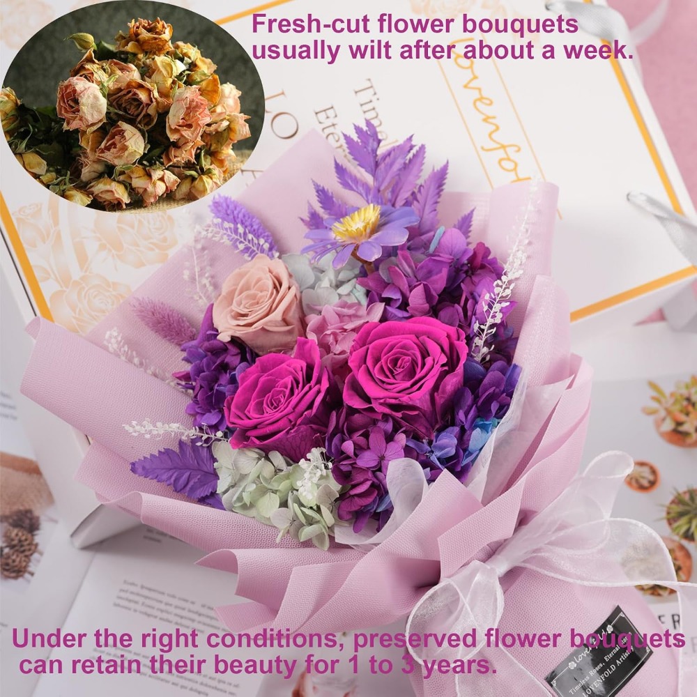 Konservierte Lila Rosensträuße – Home Decor Tulip Bewertung und Preis