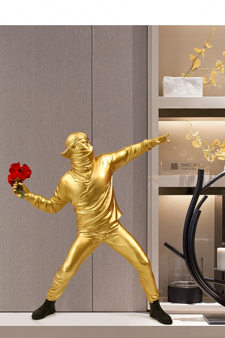 Banksy noch Blumen dekoration  – Abstract Sculpture Resin Bewertung und Preis