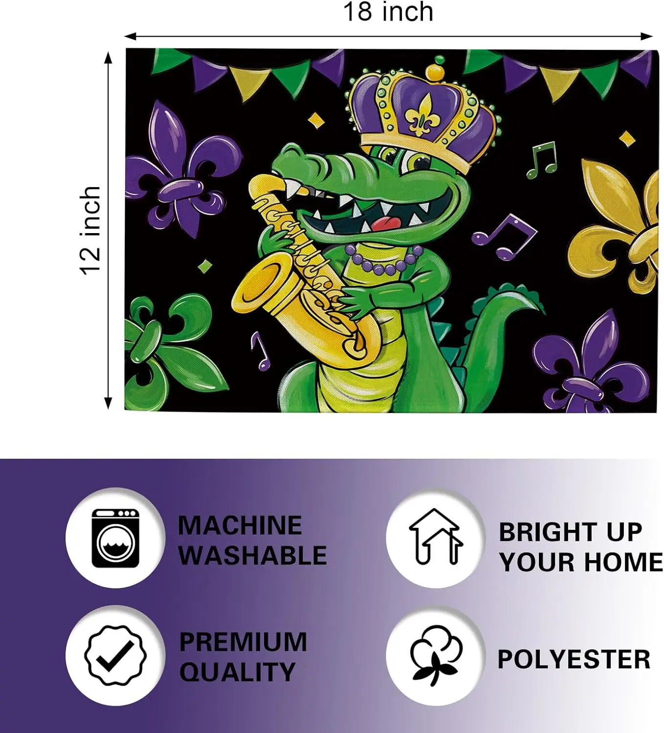Mardi Gras Alligator-Tischsets – Home Decor New Orleans Bewertung und Preis